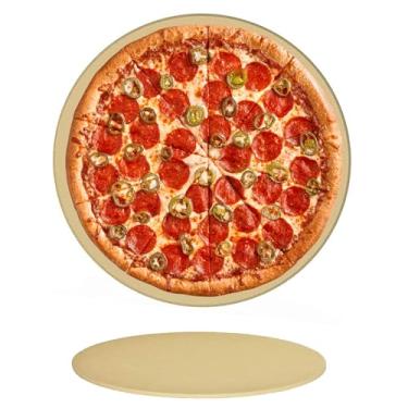 Imagem de Pedra de cerâmica resistente Onlyfire para grelhar pizza, pedra redonda de 38 cm para melhor massa crocante de pizza, perfeita para forno, churrasco e grelha, resistente a choques térmicos