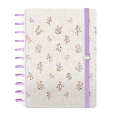 Imagem de Caderno Iscool Disc Inteligente 140 Folhas Entrepontos Floral Lilás e Rosa Grande G+