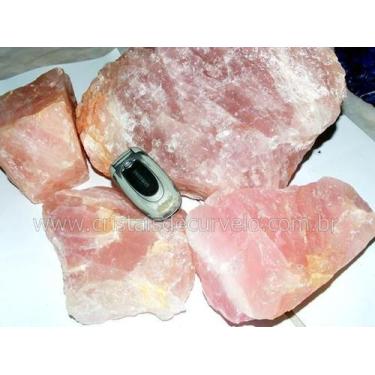 Imagem de Pedra Bruta de Quartzo Rosa para Lapidar - Pacote Atacado 20 kg - Cris
