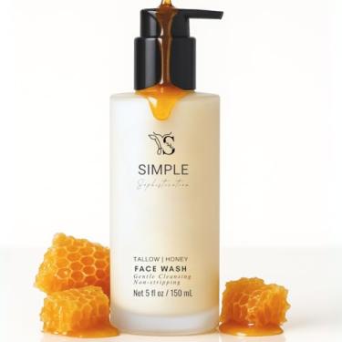 Imagem de Leite de limpeza de mel de sebo - Lavagem facial hidratante suave para peles sensíveis - Não descasca | Hidratante com sebo bovino alimentado com pasto, mel orgânico cru, óleo de argan e óleo de