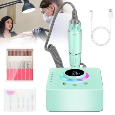 Imagem de Furadeira elétrica de unhas de 45.000 RPM, lixa de unha profissional recarregável com bateria de 14,8 Wh, 11 brocas, kit de lixa para manicure e pedicure em casa, com estojo e suporte de EVA