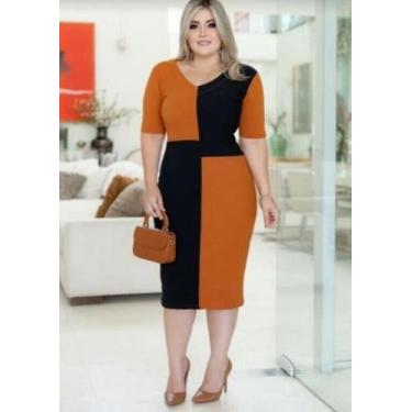 Imagem de Vestido Midi Biocolor Moda Evangélica Feminina - Miss Flower, Caramelo