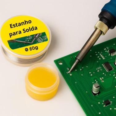 Imagem de Kit Estanho e Pasta Para Solda Soldador Soldagem 1mm Profissional Repa