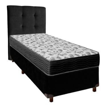 Imagem de Cama + Box Preto E Colchão Ortobom D33 Solteiro - Iso100 + Cabeceira
