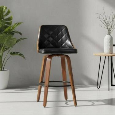 Imagem de Banqueta para Cozinha Alta Giratória Madeira Maciça Milão - Rivatti