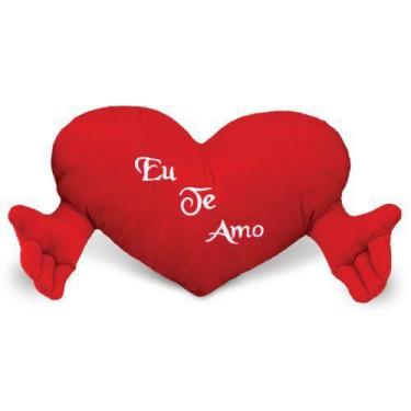Imagem de Coração de Pelúcia com Mãozinha Eu te amo Vermelho 67 cm Antialérgico 