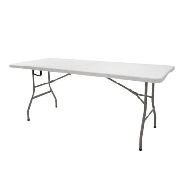 Imagem de Mesa Dobrável Retangular Atacama Fratini 180 cm largura Tampo Plástico HDPE Branco Base Aço Carbono