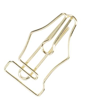 Imagem de HEEPDD Clipes de Papel Em Forma de Caneta, 100 Peças, Clipes de Marcadores, Material Escolar de Escritório para Crianças, Estudantes Com Caixa Transparente de Brilho Metálico Dourado