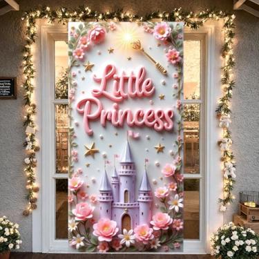 Imagem de Bandeira de castelo de princesa pequena fantasia decoração de festa de fantasia tema de conto de fadas faixa floral para decoração de festa celebração interna