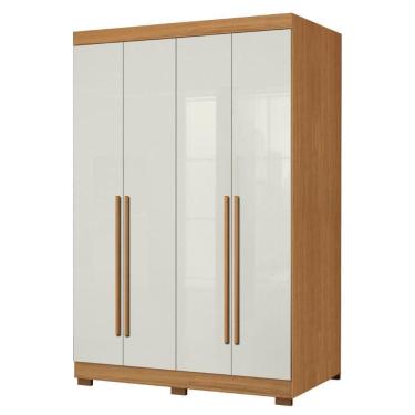 Imagem de Guarda Roupas Solteiro Com 4 Portas 2 Gavetas Creta Madeirado/off White Madeirado/off White