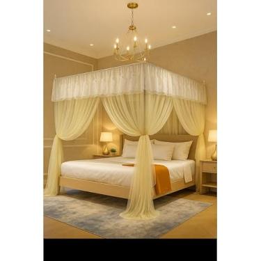 Imagem de Mosquiteiro Palácio Cortinado Casal Queen COM Armação De Ferro Oferta Limitada(BEGE)