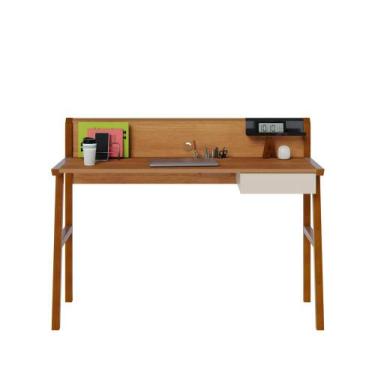 Imagem de Escrivaninha JOB Pés de Madeira Nature/Off White 87480 Imcal Móveis