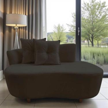 Imagem de Namoradeira Sofá Feijão Suria Orgânica Veludo Marrom - Mazzero Decor