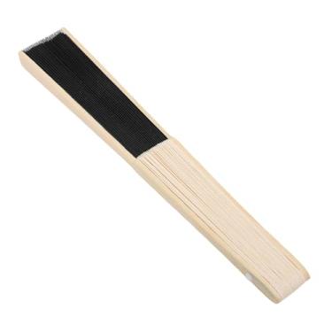 Imagem de Zerodis Tesouras de Ventilador de Mão Dobrável Ventilador de Mão Dobrado para Casamento Uso Diário DIY Pintura Caligrafia Personalização Presente Artesanato Resfriamento de Dobrável 21cm Tecido de Seda Em Branco de de Seda (Preto)