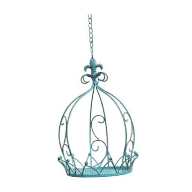 Imagem de IEUDNS Cesto de flores suspenso em forma de para decoração de exterior, ideal para pátios, com dimensões de 25 x 35 cm (9,8 x 13,8 polegadas), Azul