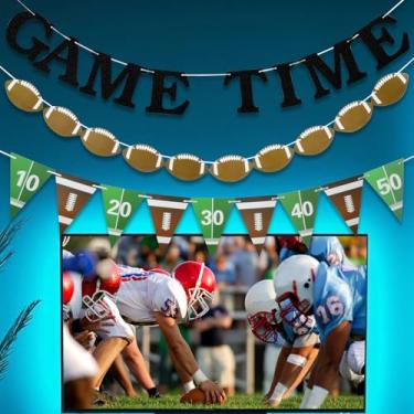 Imagem de Faixa de futebol de tempo de jogo, guirlanda de futebol para decorações de festa, galhardete de decoração de bandeira de festa de futebol, dia de jogo esportivo, suprimentos de festas de futebol