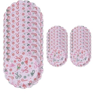 Imagem de Clear Above Conjunto de pratos de papel natalino – 26 peças de talheres descartáveis (10 jantares + 16 sobremesas) – Design elegante de Natal – Pratos festivos resistentes para encontros (cana cane)