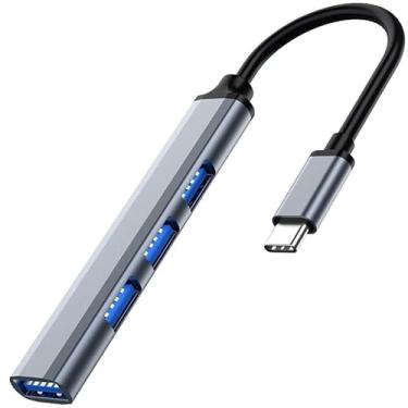 Imagem de Hub USB C, expansível durável tipo C para 4 portas USB para laptop e tablet, divisor portátil Plug and Play para escritório em casa e uso em viagens