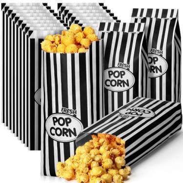 Imagem de Sherr 1000 unidades de sacos de pipoca descartáveis em massa com listras retrô para noites de cinema, Natal, circo, carnaval, lembrancinhas, festa de aniversário, suprimentos para eventos, acessórios