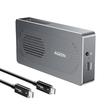 Imagem de AGEEN Gabinete SSD M.2 NVMe de 40 Gbps com ventilador de resfriamento | Intel JHL7440 Dual Chip | Compatível com Thunderbolt 4/3 USB4 | Suporta SSD NVMe 2280/2260/2242/2230