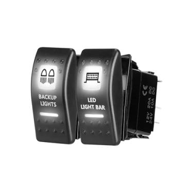 Imagem de Kemimoto Interruptor basculante quadriciclo de 5 pinos liga/desliga, barra de luz LED e luzes de reserva, botão de pressão compatível com RZR Recreação Utilitário Esportista Honda 20Amp/12V Combo