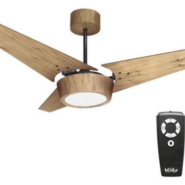 Imagem de Ventilador Teto Madeira Controle Remoto 116Cm 127V - Mali