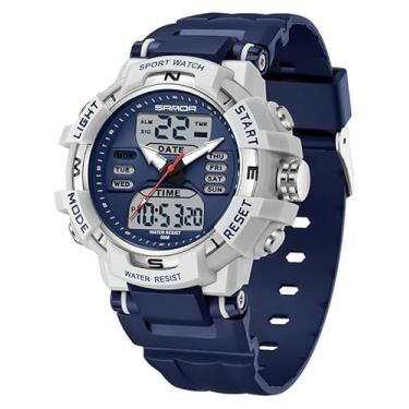 Imagem de FANMIS Relógios esportivos femininos, casual, analógico, digital, analógico, com alarme, LED, cronômetro luminoso, contagem regressiva, relógio de pulso militar tático à prova d'água ao ar livre