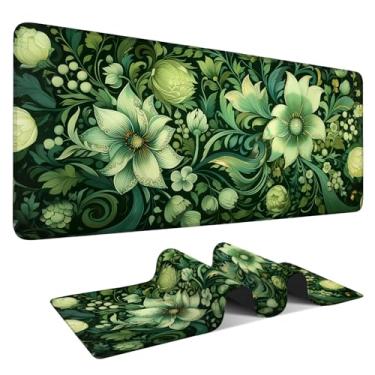 Imagem de ANNA QUEEN Mouse pad grande para jogos, protetor de mesa de escritório, mouse de escrita com base de borracha antiderrapante para casa/decoração (ornamento com flor, 90 x 40 cm)
