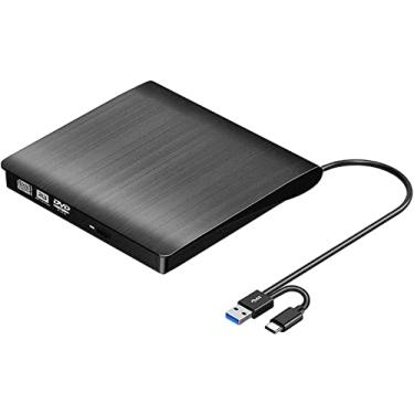 Imagem de CLUSPEX Leitor de DVD externo, gravador de disco portátil USB 3.0 USB-C CD/DVD +/-RW, leitor de ROM para laptop, desktop, PC