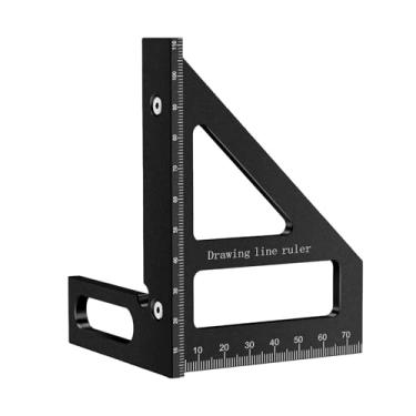 Imagem de Régua de medição multiângulo, transferidor quadrado de madeira de liga de alumínio, ferramenta de layout de desenho de 45°/90° para construção e engenharia