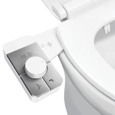 Imagem de Acessório de bidê para banheiro, pulverizador de água autolimpante, controle de pressão de água ajustável, bidês finos para banheiros, instalação rápida e fácil (branco)