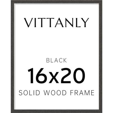 Imagem de Vittanly Porta-retrato de 40,6 x 50,8 cm, moldura de madeira maciça com acrílico, inclui tapete de 28 x 35,5 cm, pendurar na parede ou mesa para fotos, decoração de casa, preto, 1 pacote