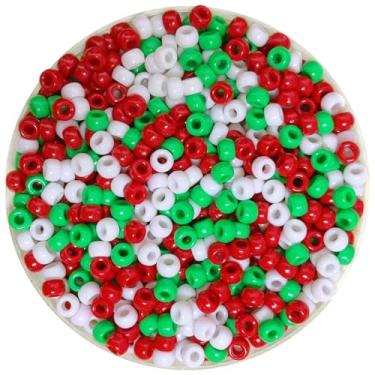 Imagem de 1200 contas de pônei de Natal para artesanato de Natal (vermelho, branco, verde)