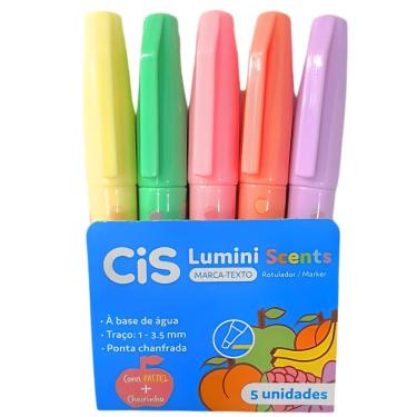 Imagem de Marca Texto Lumini Scents Mini c/ Cheirinho Tons Pastel e Neon 05 Unidades - Cis