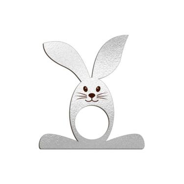 Imagem de Porta Guardanapo Coelho Com Carinha 9cmx9,8cm Kit 4 Peças - Cria Arte Laser Prata