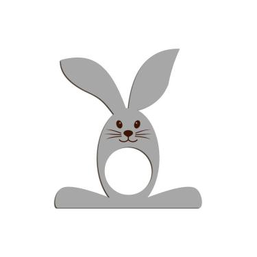 Imagem de Porta Guardanapo Coelho Com Carinha 9cmx9,8cm Kit 4 Peças - Cria Arte Laser Cinza