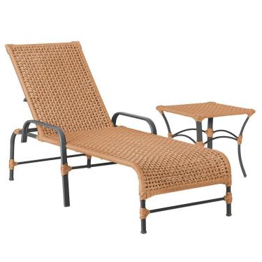 Imagem de Espreguiçadeira Catar Mesa Corda Alumínio Náutica Piscina Terra Cota