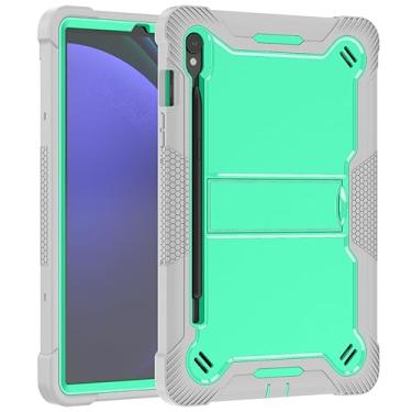Imagem de Capa para tablet Samsung Galaxy Tab S10 Lite de 10,9 polegadas – Capa protetora de silicone à prova de choque com suporte, estilo comercial resistente a quedas (verde + cinza)