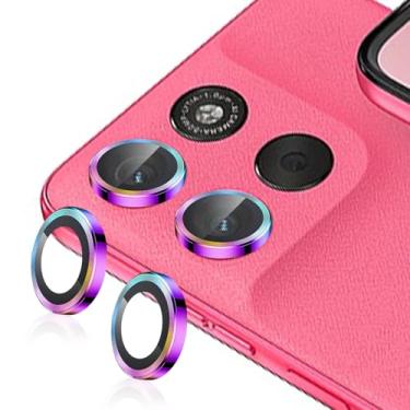 Imagem de Luchantle 2 conjuntos para Motorola Moto G57 Power protetor de lente de câmera de vidro temperado 9H, acessórios de decoração de anel de metal (multicolorido)