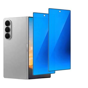 Imagem de FYDIKHN 2 peças de vidro temperado de privacidade para Samsung Galaxy Z Fold 7 6,5 polegadas, protetor de tela antiespião, azul