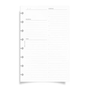 Imagem de Inserções de planejador diário sem data – 90 páginas (45 folhas de dupla face), meia letra perfuradora de 8 discos – horário das 7h às 21h, campos de prioridades e tarefas, design minimalista para