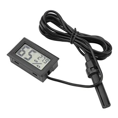 Imagem de LCD Mini Termômetro Higrômetro Monitor de Temperatura de Umidade Com Sonda para Réptil Animal de Estimação Preto