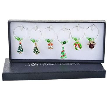 Imagem de barenx Marcadores de cristal para taças de vinho, identificação para taças de caule, degustação de martinis, lembrancinhas de festa e mais