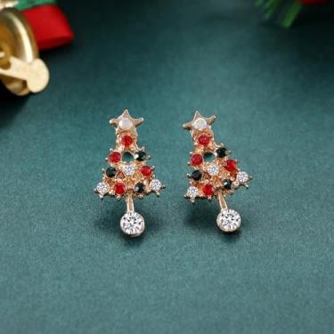 Imagem de Brincos de Natal para mulheres, brincos de floco de neve, roupas de Natal, acessórios de bijuteria de fantasia, 2inch, Cobre, Sem pedra preciosa