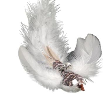 Imagem de Luzhengyang Recargas de varinha Feather Cat Teaser – Cabeças inspiradas em pássaros naturais, acessórios de brinquedo de gato para brincadeiras interativas (pacote com 5) (refil de pardal Xuan branco)