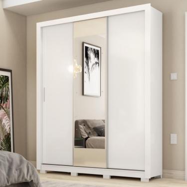 Imagem de Guarda Roupa Casal 3 Portas Com Espelho E 2 Gavetas Vero Branco