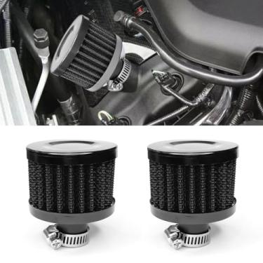 Imagem de SWQS 2 peças de filtro de ar de entrada de ar frio, filtro de respiração de minicárter de carro de 12 mm, tampa de válvula de ventilação automotiva universal, acessórios de ventilação turbo para carro