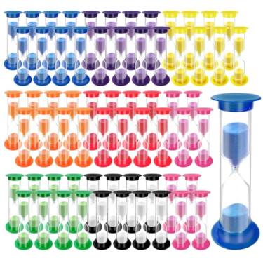 Imagem de LECEHIVO 64 peças de temporizador de areia de 2 minutos para crianças, minirelógios de ampulheta de areia a granel, sala de aula, cozinha, escritório, escola (multicolorido)