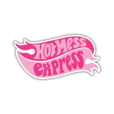 Imagem de Adesivo Hotmess Express rosa estilo retrô, decalque de vinil resistente ao clima para | carros | caminhões | paredes | janelas | laptops | 6,5 x 12,7 cm