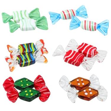Imagem de SHINEOFI 12 peças de enfeites vintage de doces de vidro – decoração de doces estilo murano para árvore de Natal, festas de fim de ano, decorações de casamento (estilo misto)